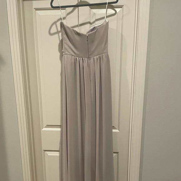 Strapless Georgette A-Line Gown, Oyster, Size 8 - Picture 3 of 6